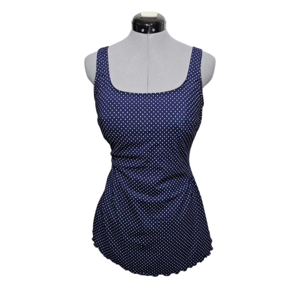 Slim Allure Women's SIZE 14L Shapewear Built-In Bra Swimwear Dress in Navy Blue